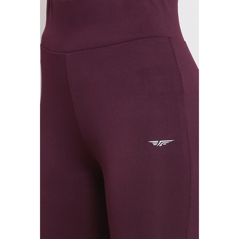 Women's Burgundy Active Wear Tights - Image 5