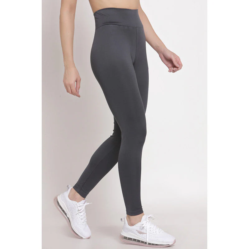 Women's Grey Active Wear Tights - Image 2