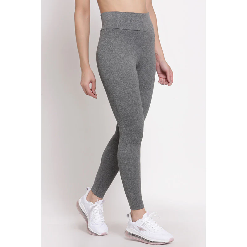 Women's Grey Melange Active Wear Tights - Image 2