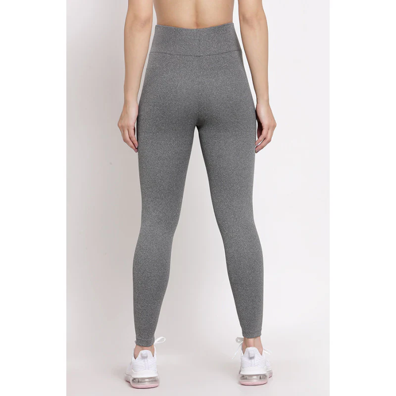 Women's Grey Melange Active Wear Tights - Image 3