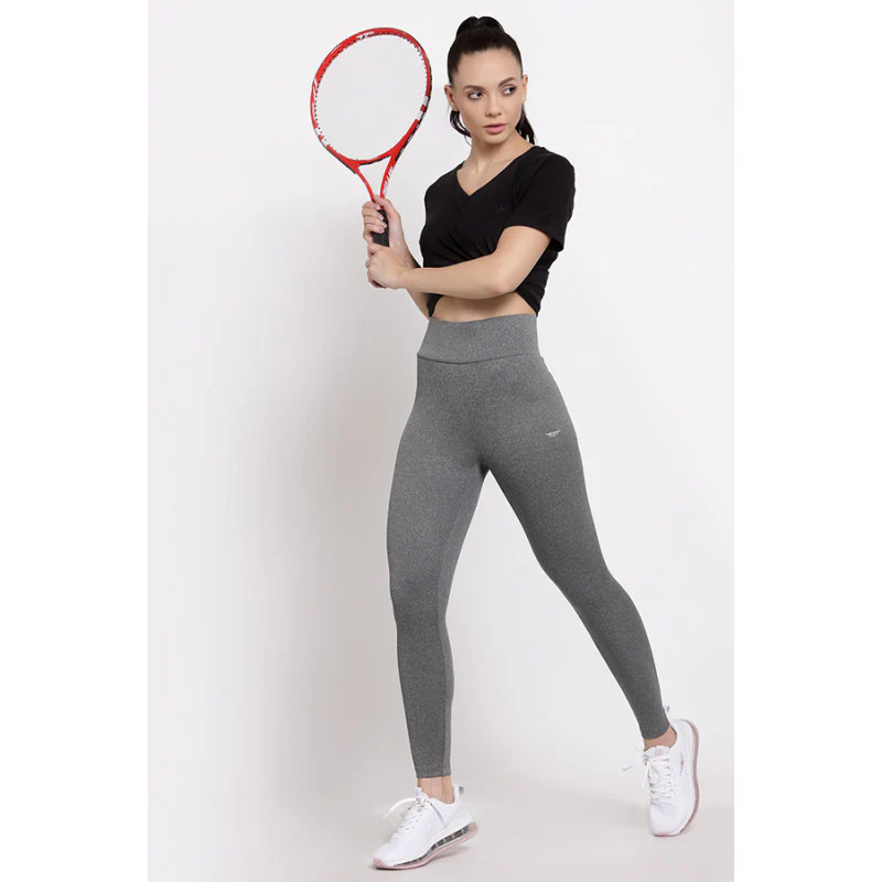 Women's Grey Melange Active Wear Tights - Image 4