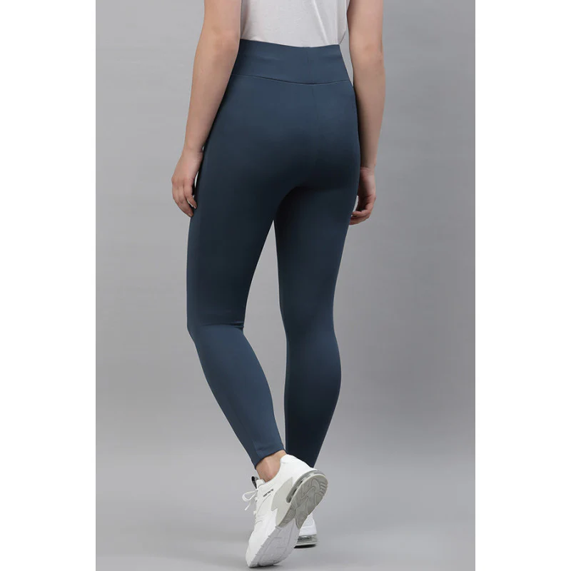 Women's Mid Blue Solid Activewear Legging - Image 5