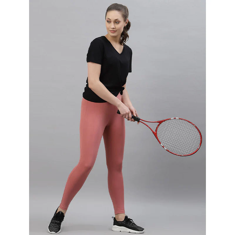 Women's Pink Solid Activewear Legging - Image 5