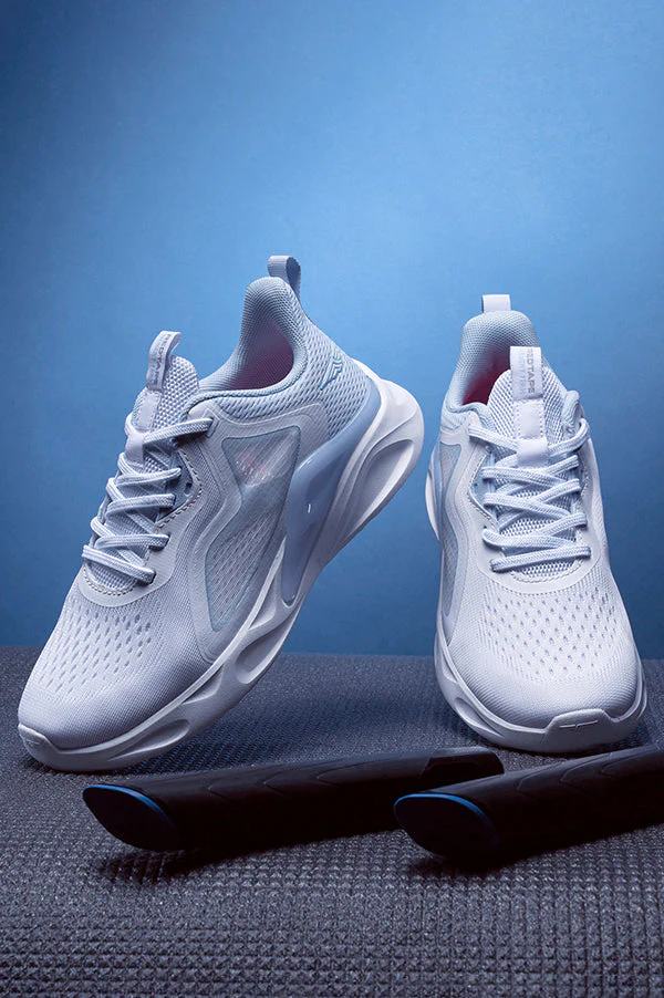 Women's White/Blue Walking Shoes