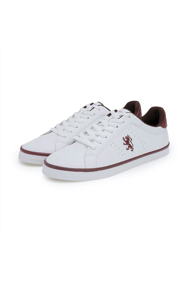 Women's White/Burgundy Sneakers - Image 5