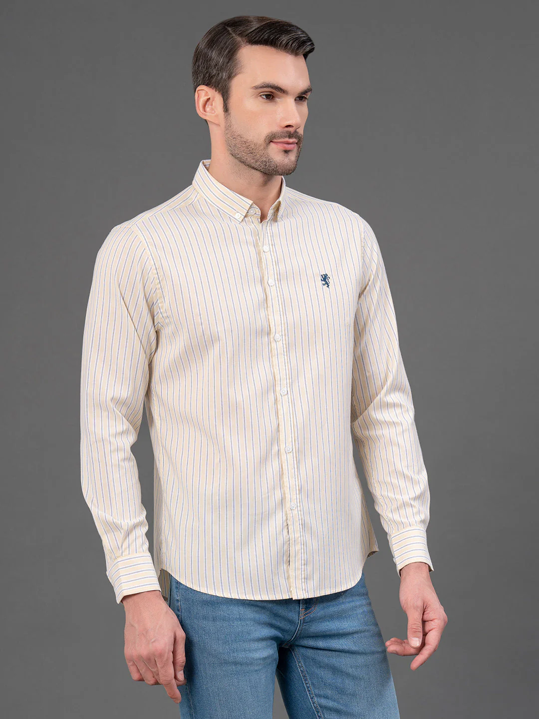Yellow Striped Shirt for Men - Image 2