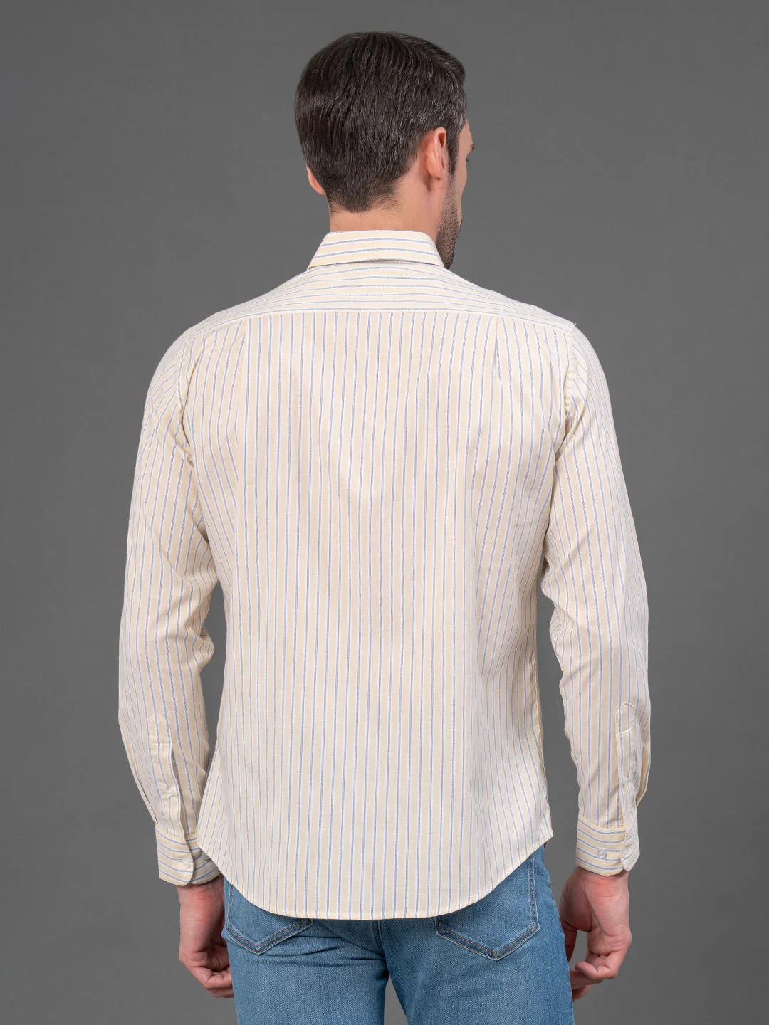 Yellow Striped Shirt for Men - Image 3