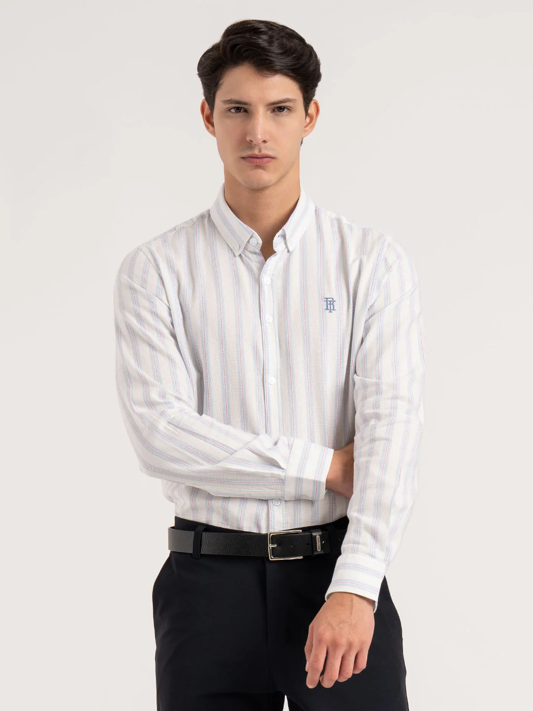 Button Down Striped Shirt for Men - Image 2