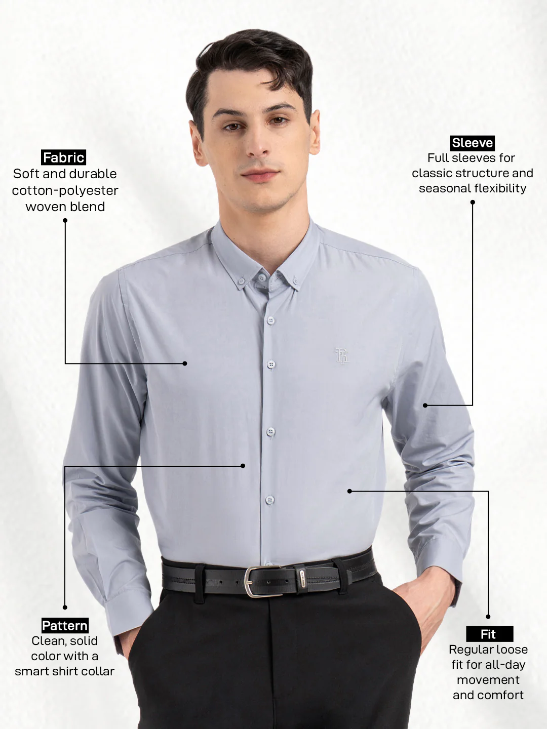 Mens Full Sleeve Solid Shirt - Image 2