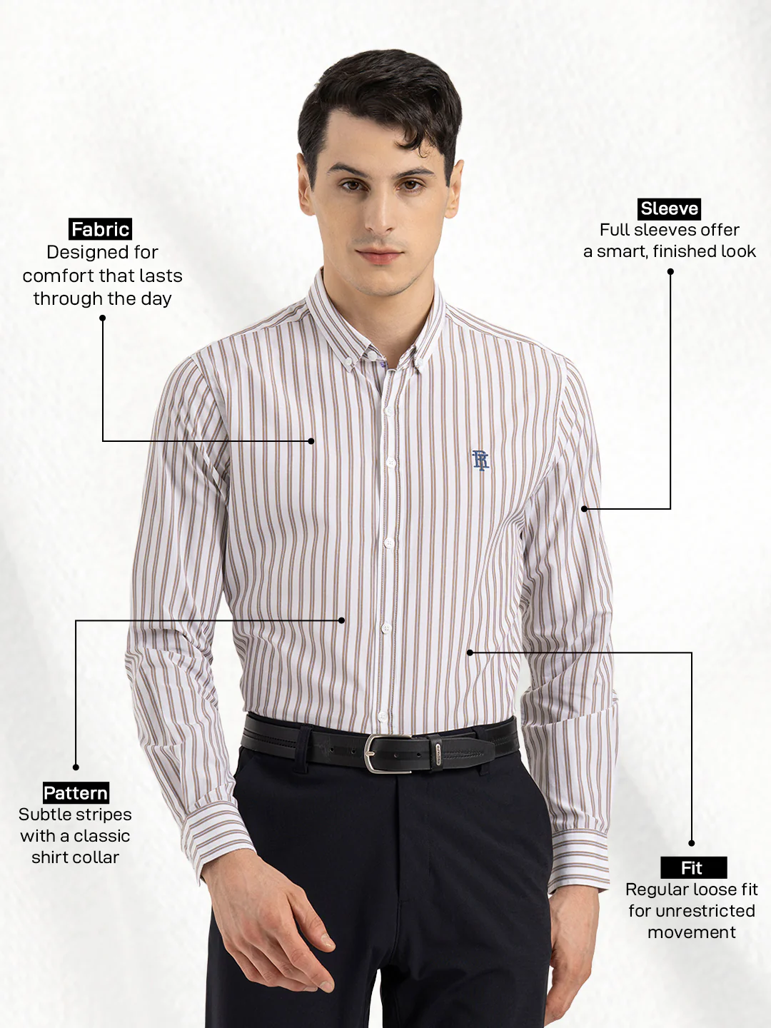 Mens Full Sleeve Striped Shirt - Image 2