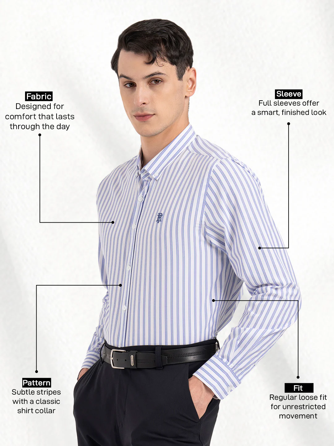 Mens Full Sleeve Striped Shirt - Image 2