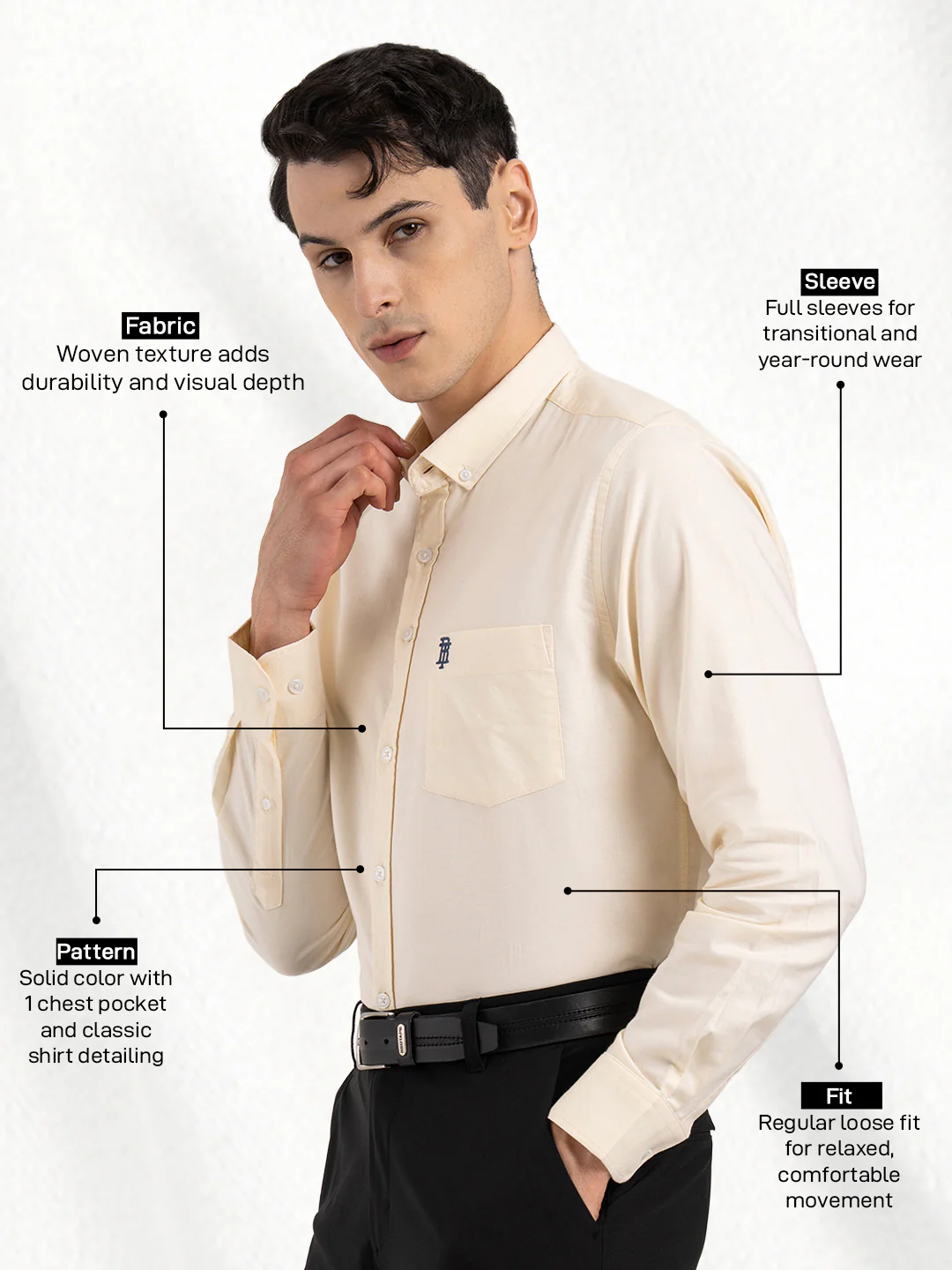 Mens Solid Oxford Shirt - Image 2