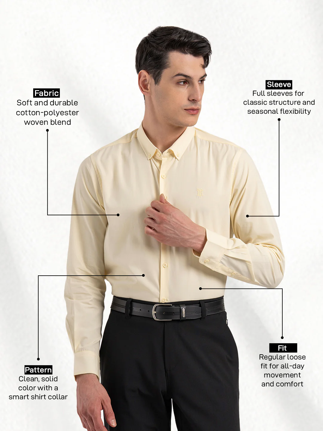 Mens Full Sleeve Solid Shirt - Image 2