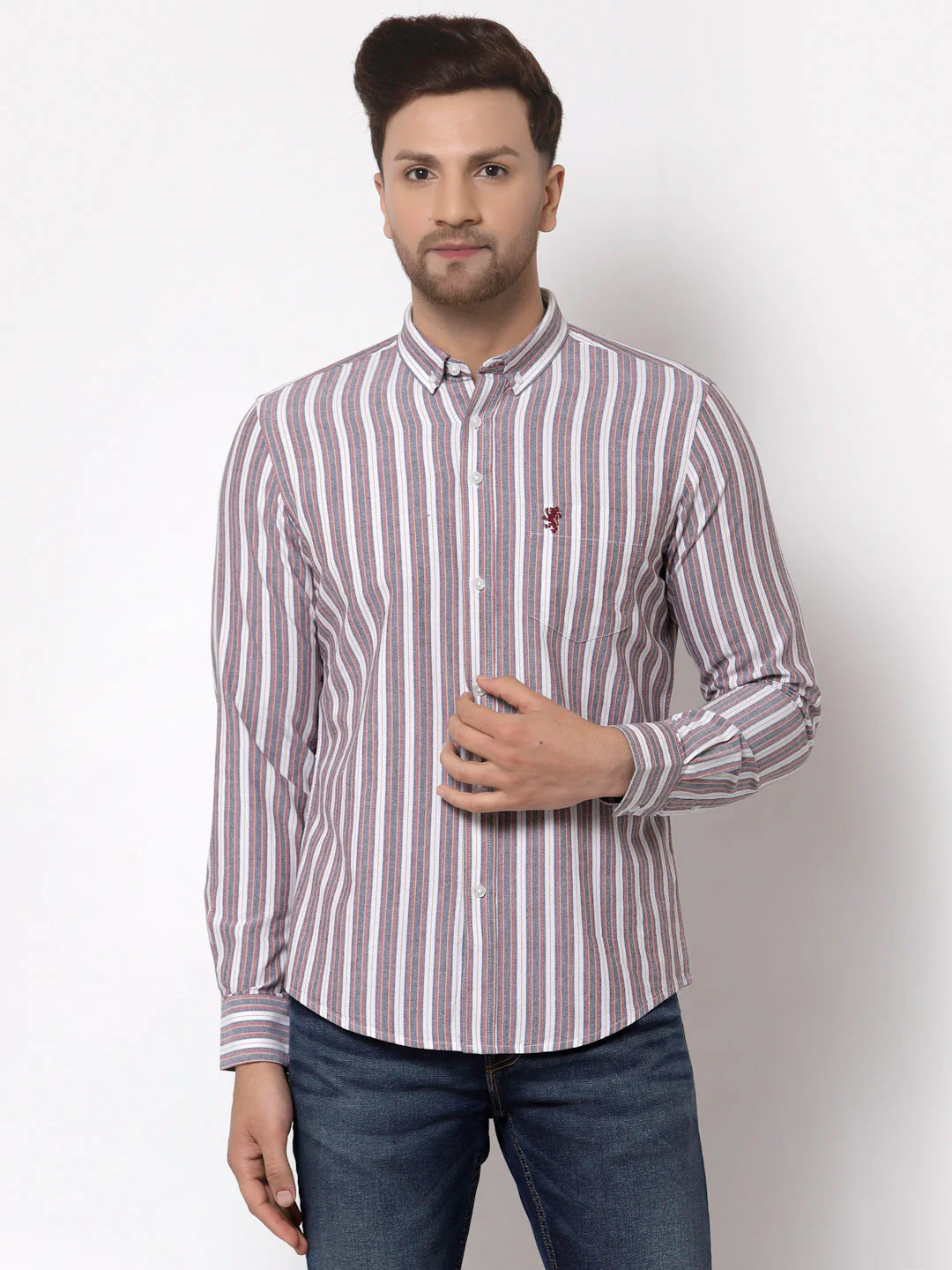 Regular Fit Striped Cotton Shirt for Men