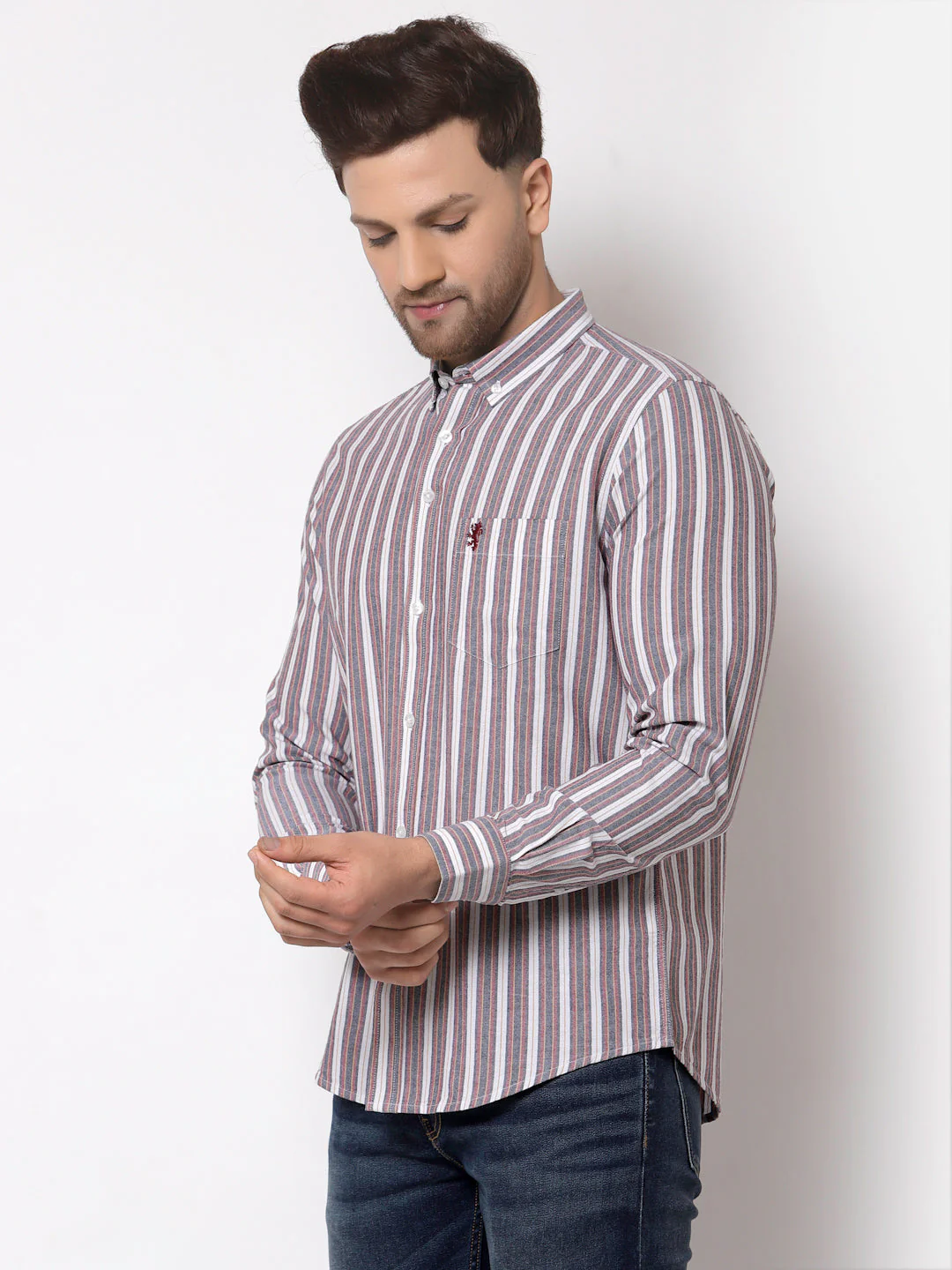 Regular Fit Striped Cotton Shirt for Men - Image 3