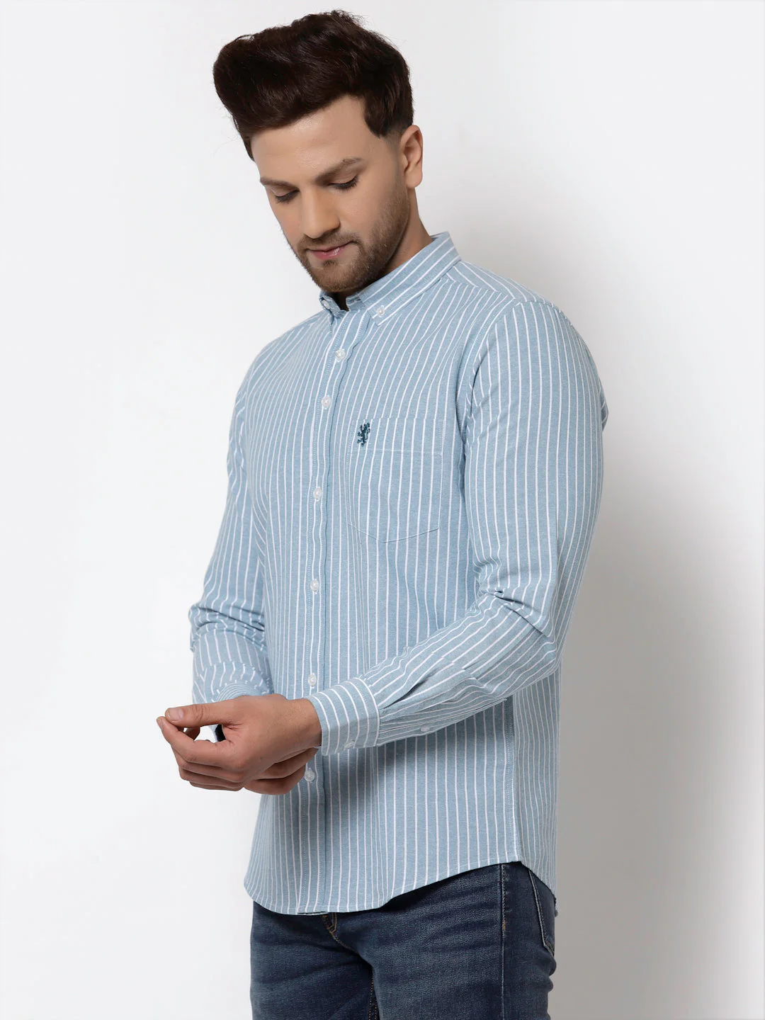Regular Fit Striped Cotton Shirt for Men - Image 3