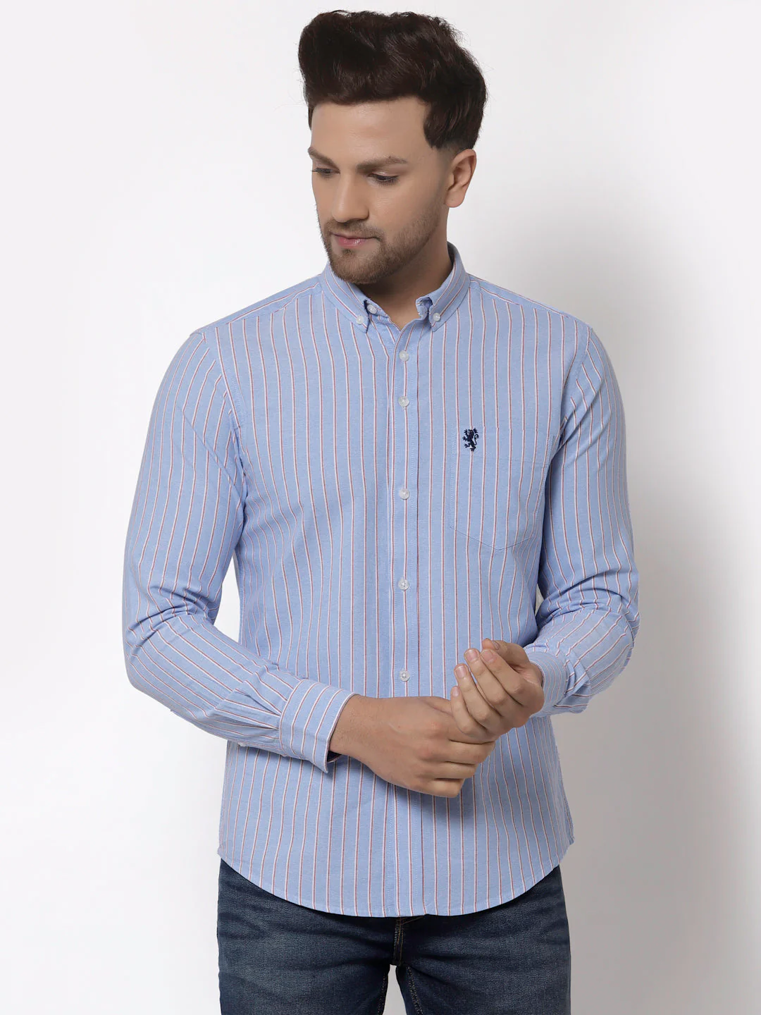 Regular Fit Striped Cotton Shirt for Men