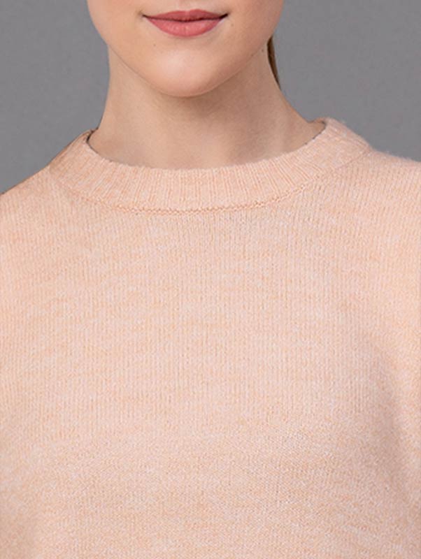 Peach Poly Acrylic Spandex Melange Women's Sweater - Image 4