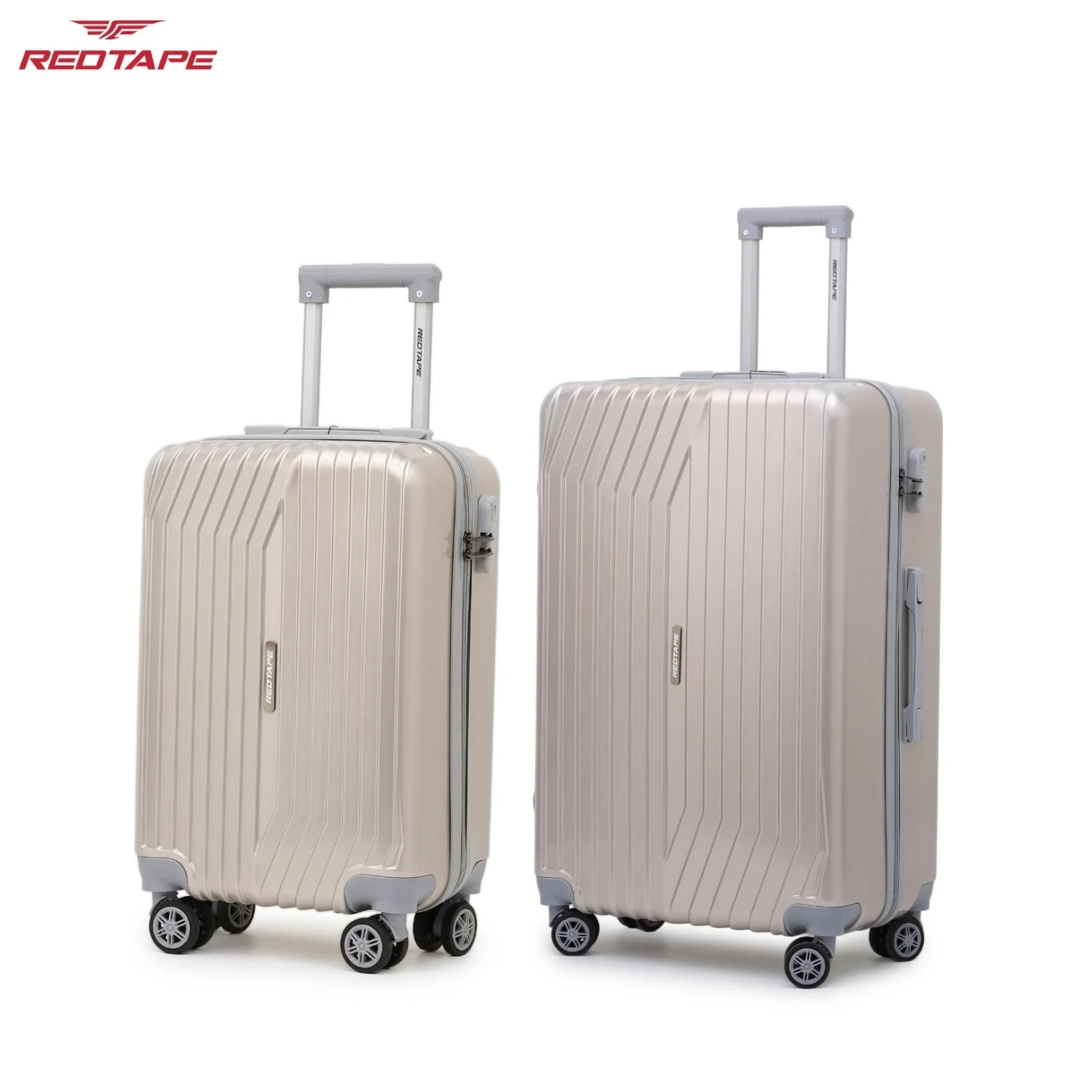 Rose Gold 8 Wheels Trolley Bag Set of 2 (Large + Cabin) - Image 2