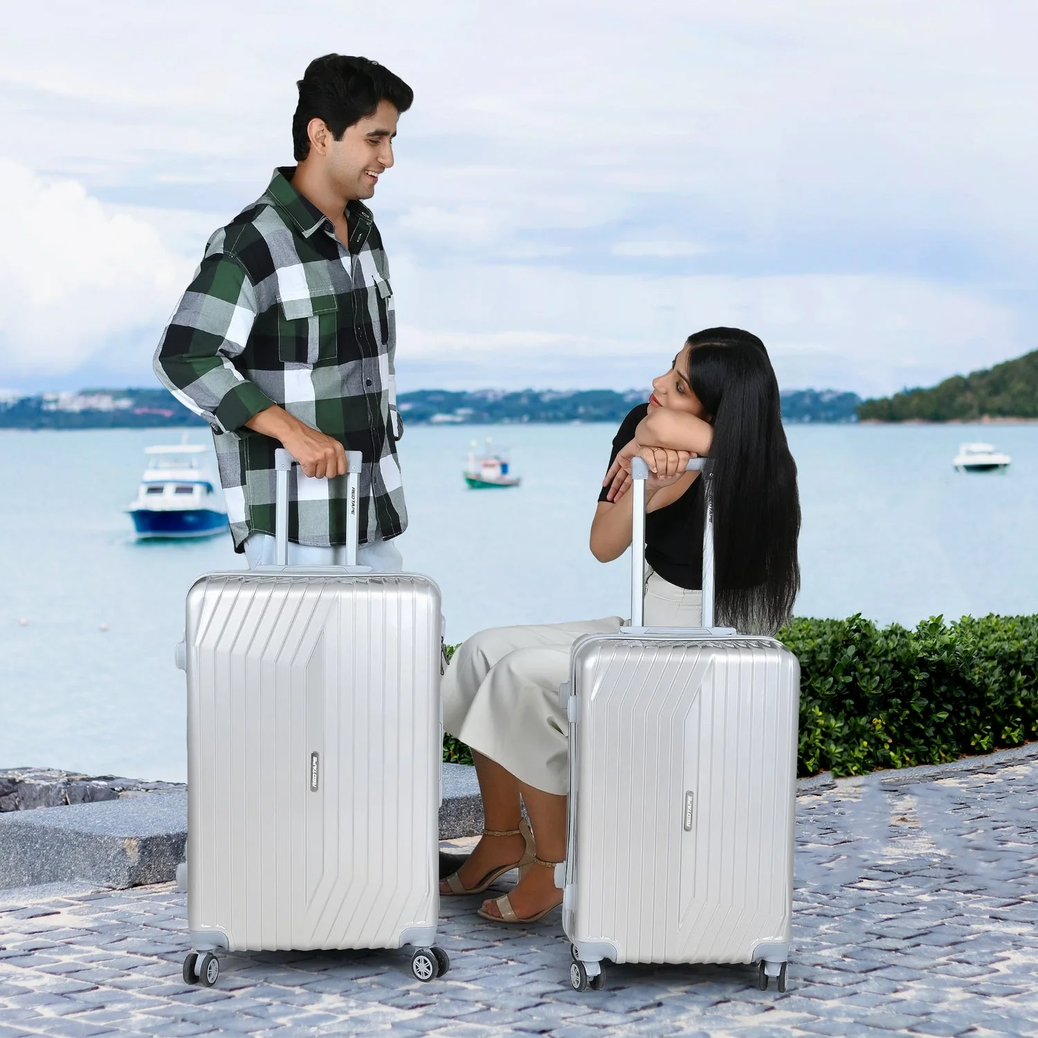 Rose Gold 8 Wheels Trolley Bag Set of 2 (Large + Medium) - Image 8