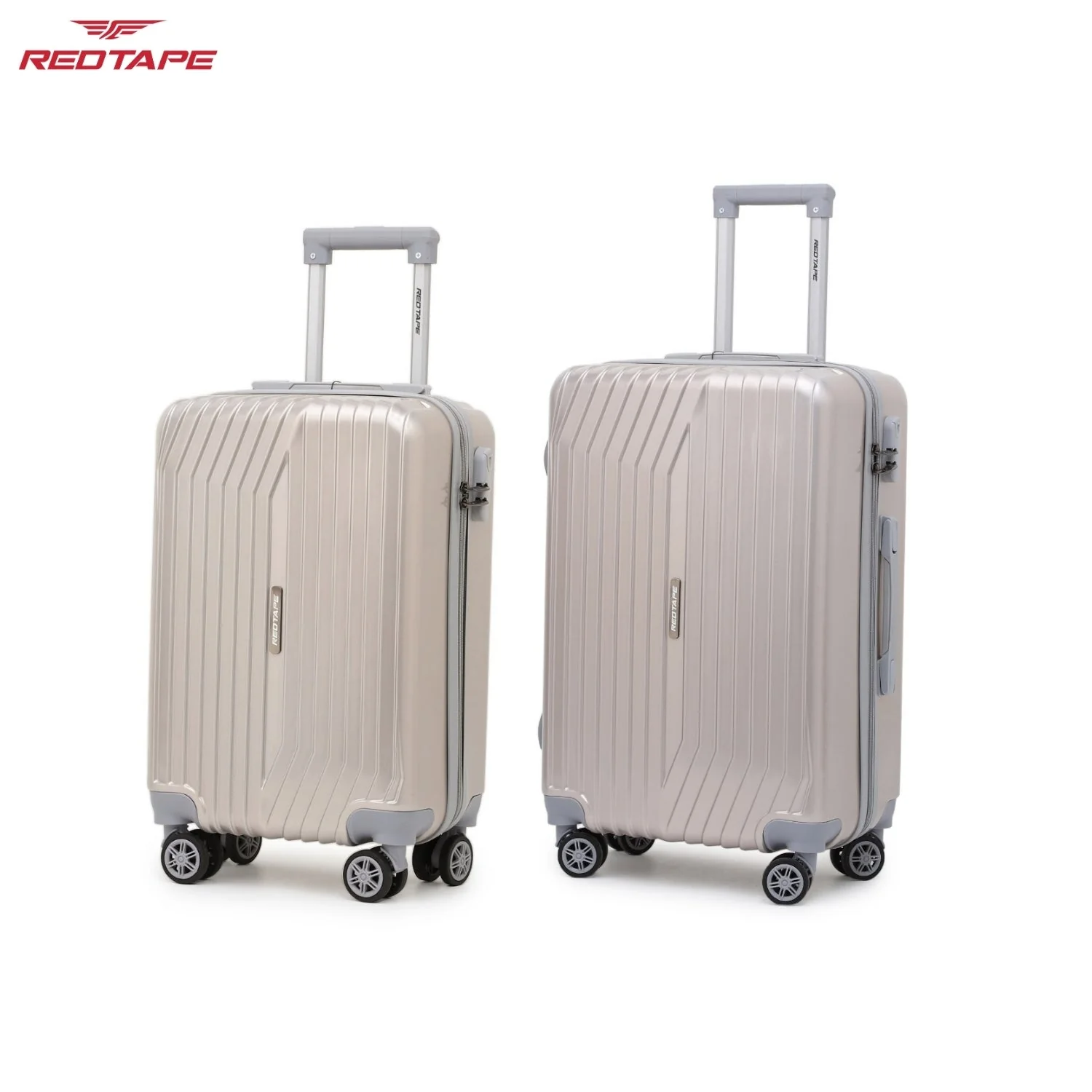 Rose Gold 8 Wheels Trolley Bag Set of 2 (Medium + Cabin) - Image 2