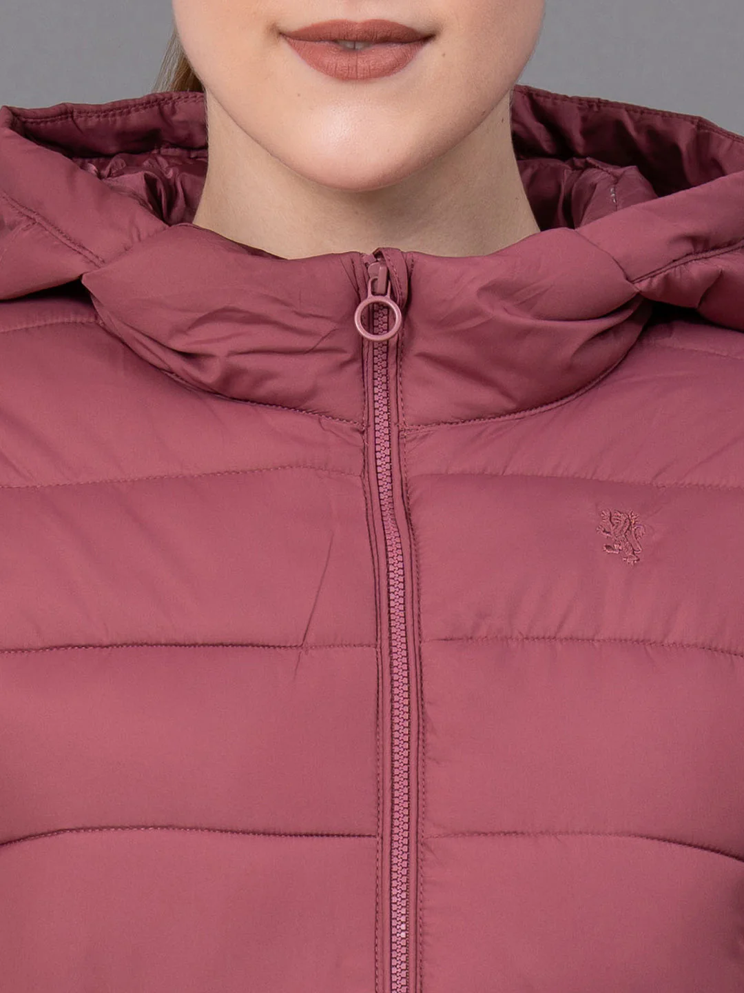 Rose Polyester Solid Women's Padded Jacket - Image 4