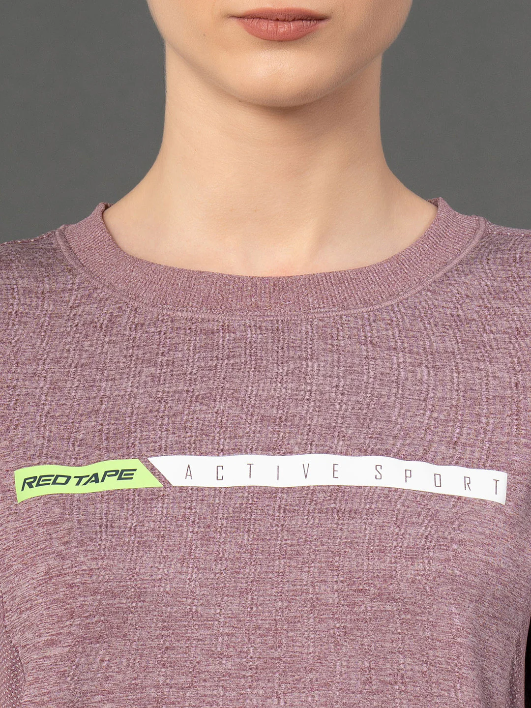 Round Neck Melange Activewear T-Shirt - Image 4