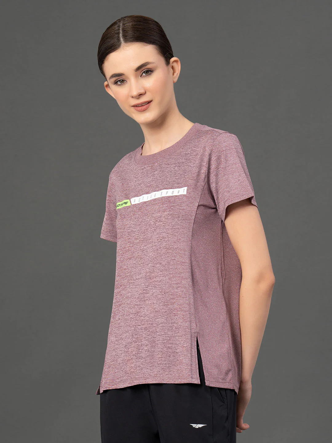 Round Neck Melange Activewear T-Shirt - Image 6