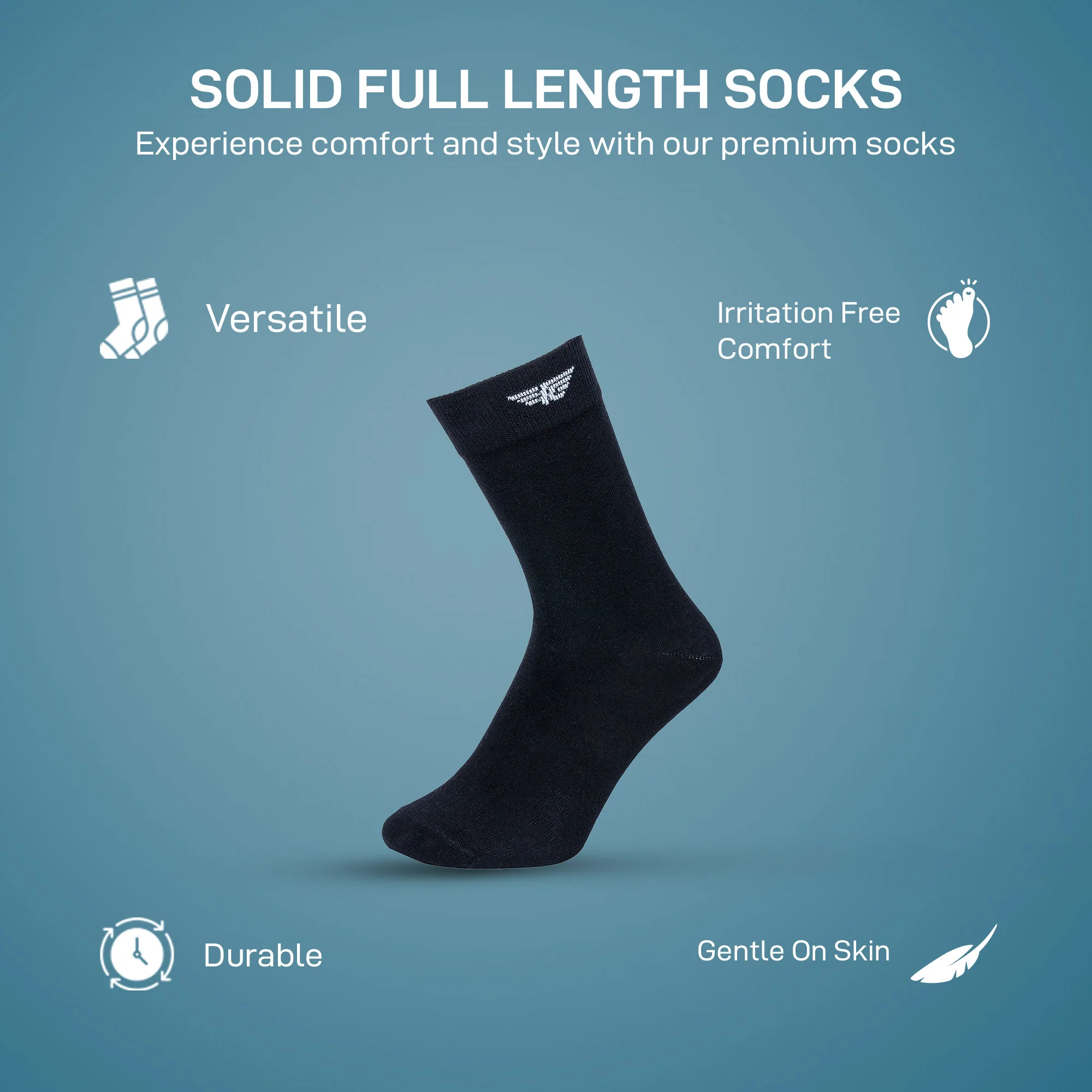 Solid Full Length Socks for Men | Pack of 3 - Image 3
