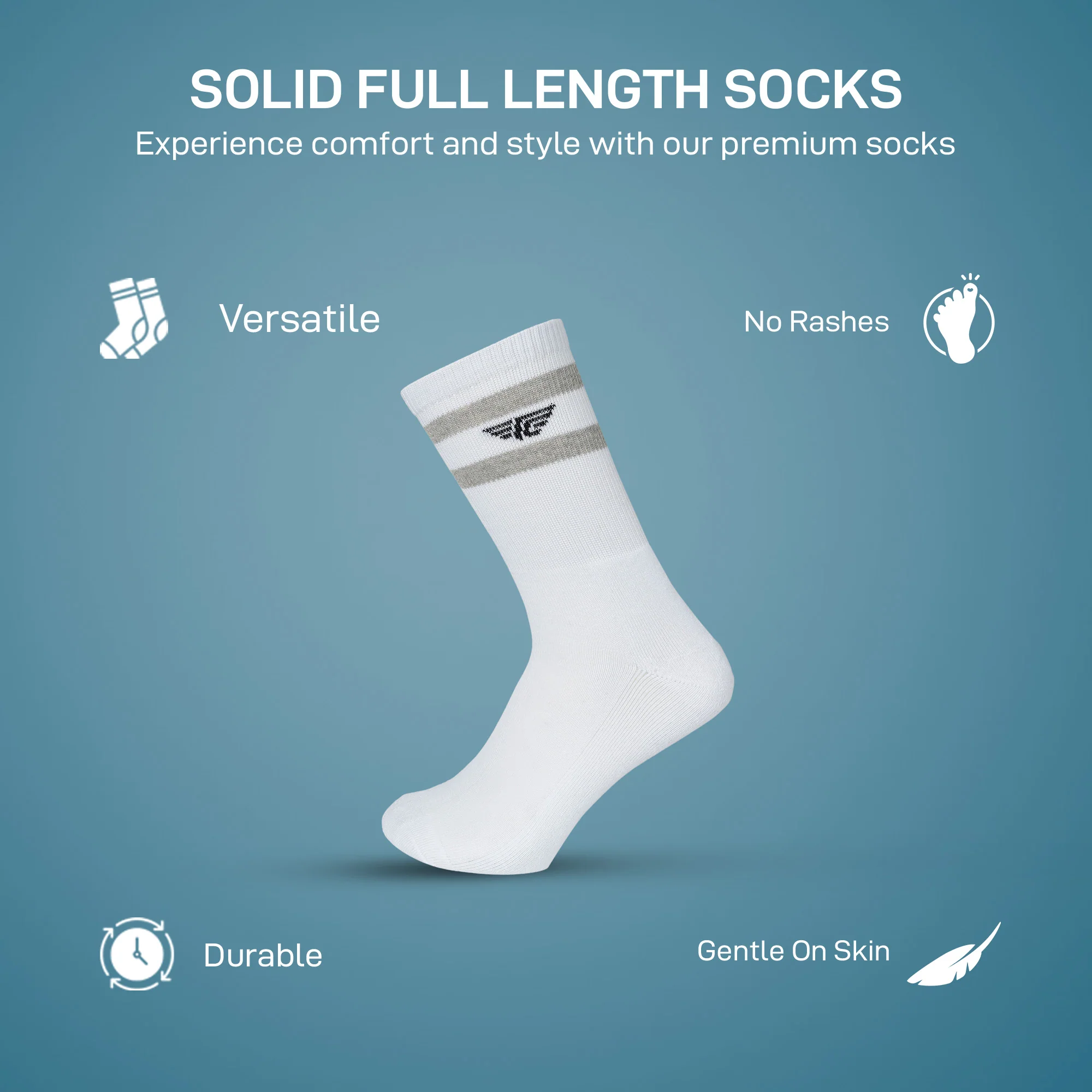 Solid Full Length Socks for Men | Pack of 3 - Image 3