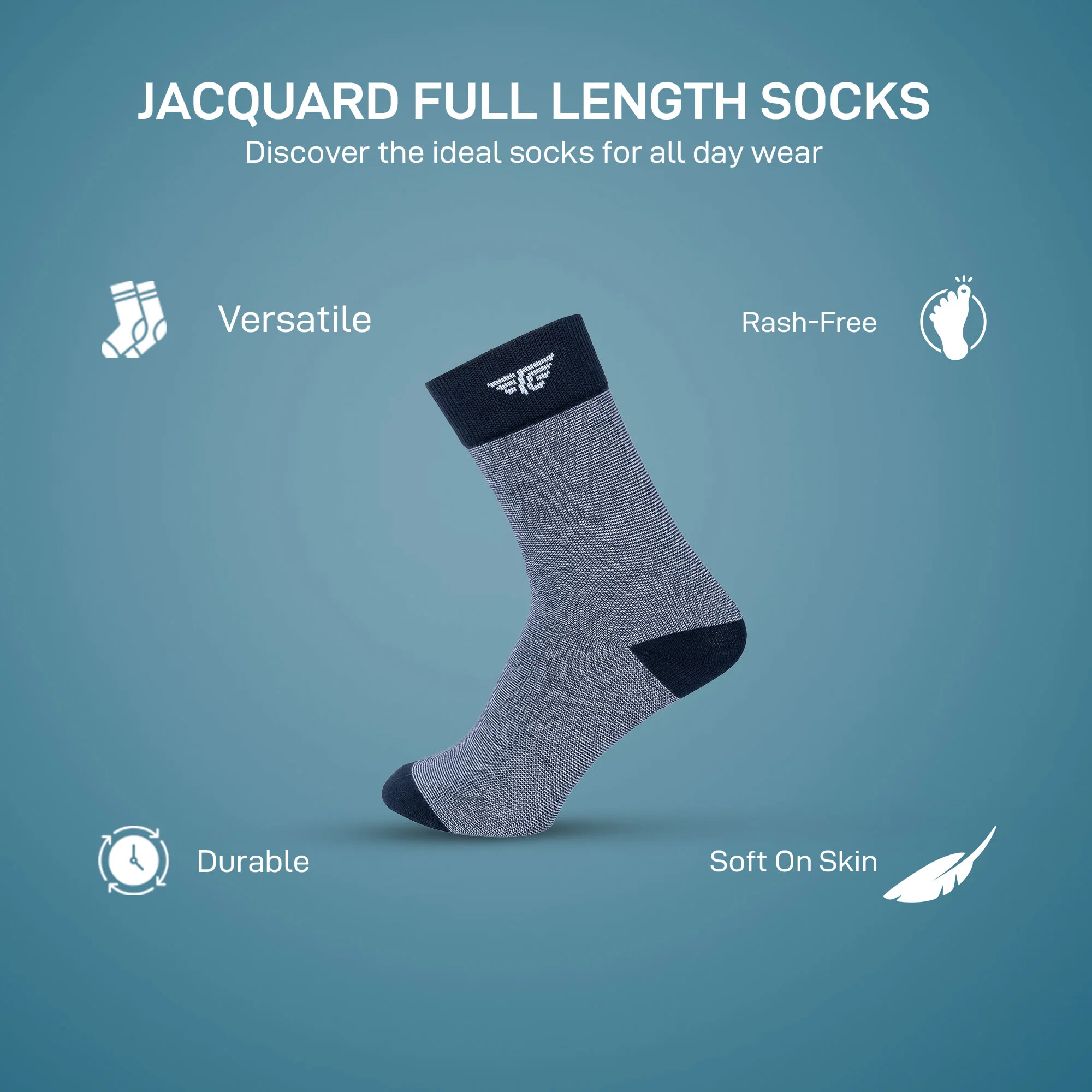 Jacquard Full Length Socks for Men | Pack of 3 - Image 2