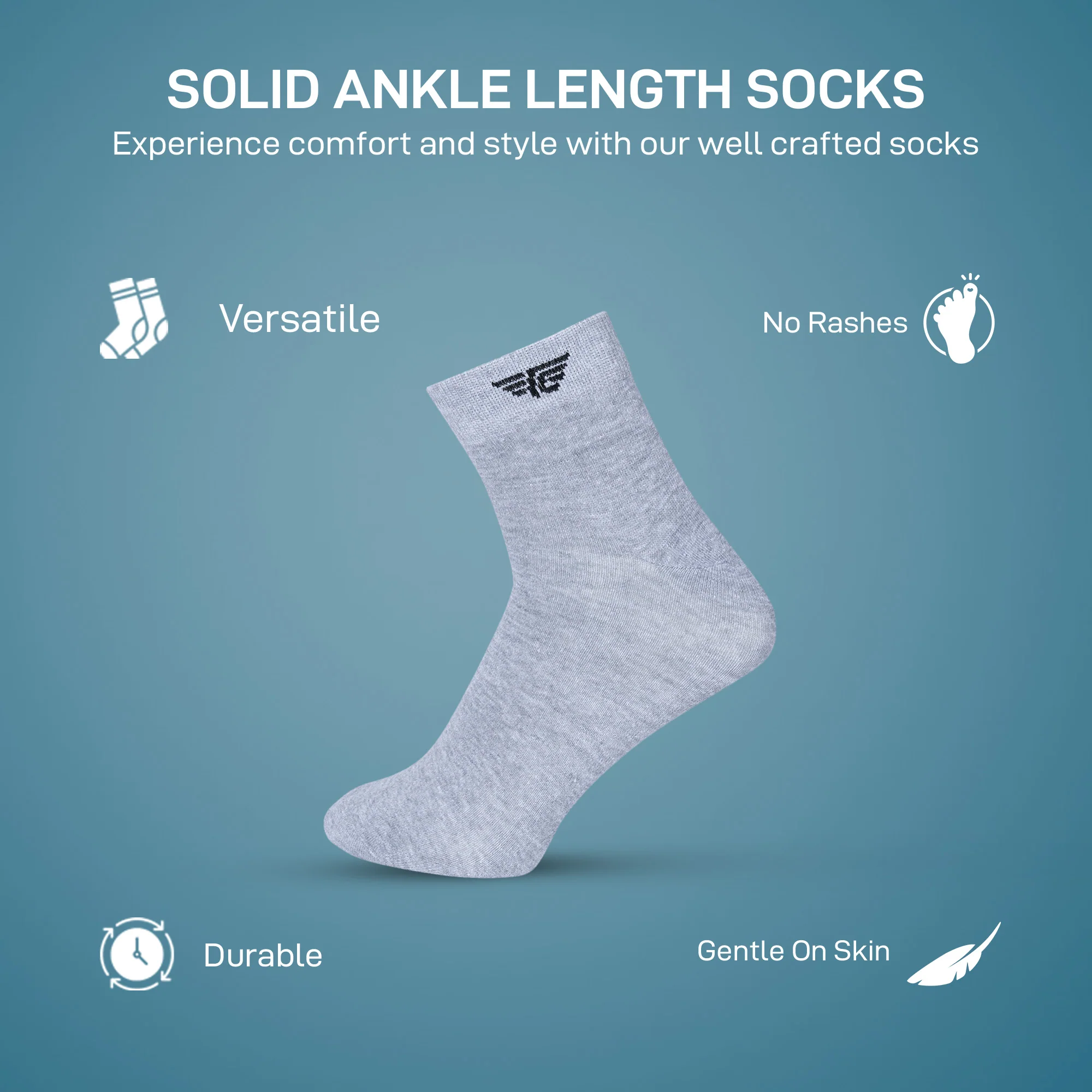 Solid Ankle Length Socks for Men | Pack of 3 - Image 3
