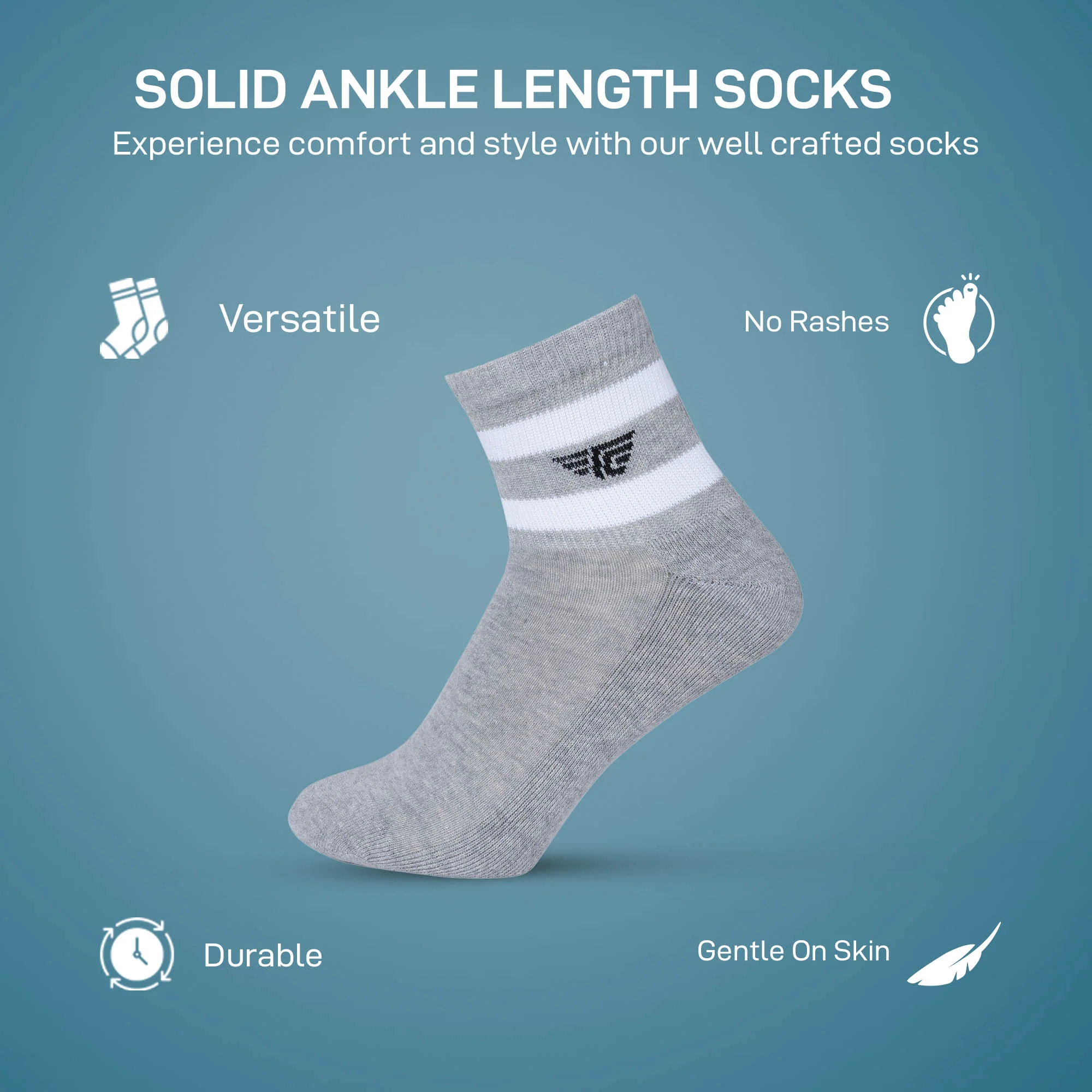 Solid Ankle Length Socks for Men | Pack of 3 - Image 3