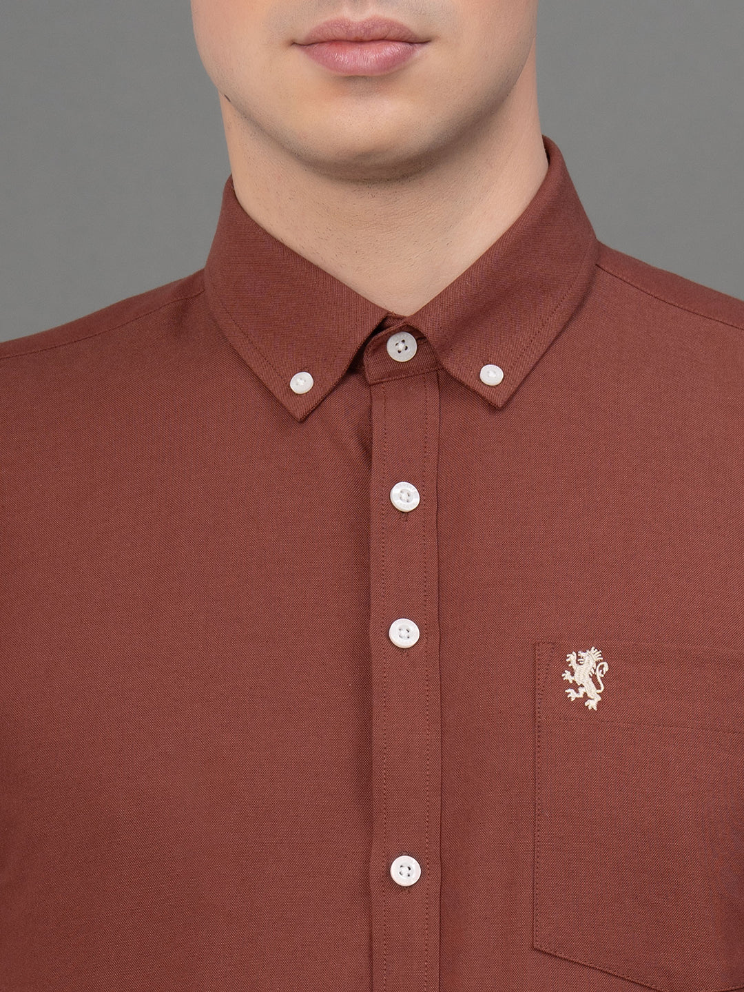 Rust Oxford Shirt for Men - Image 4