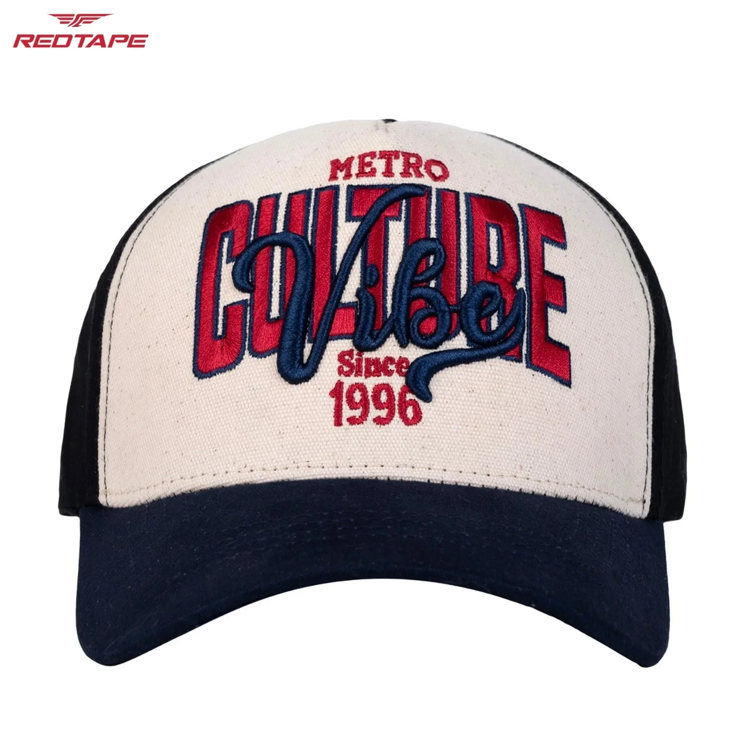 Sand Ash & Navy Colourblocked Baseball Unisex Cap for Men & Women - Image 2