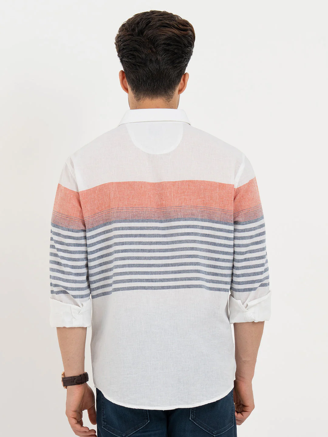 Shirts for Men in White | Striped Full Sleeve Shirt - Image 3