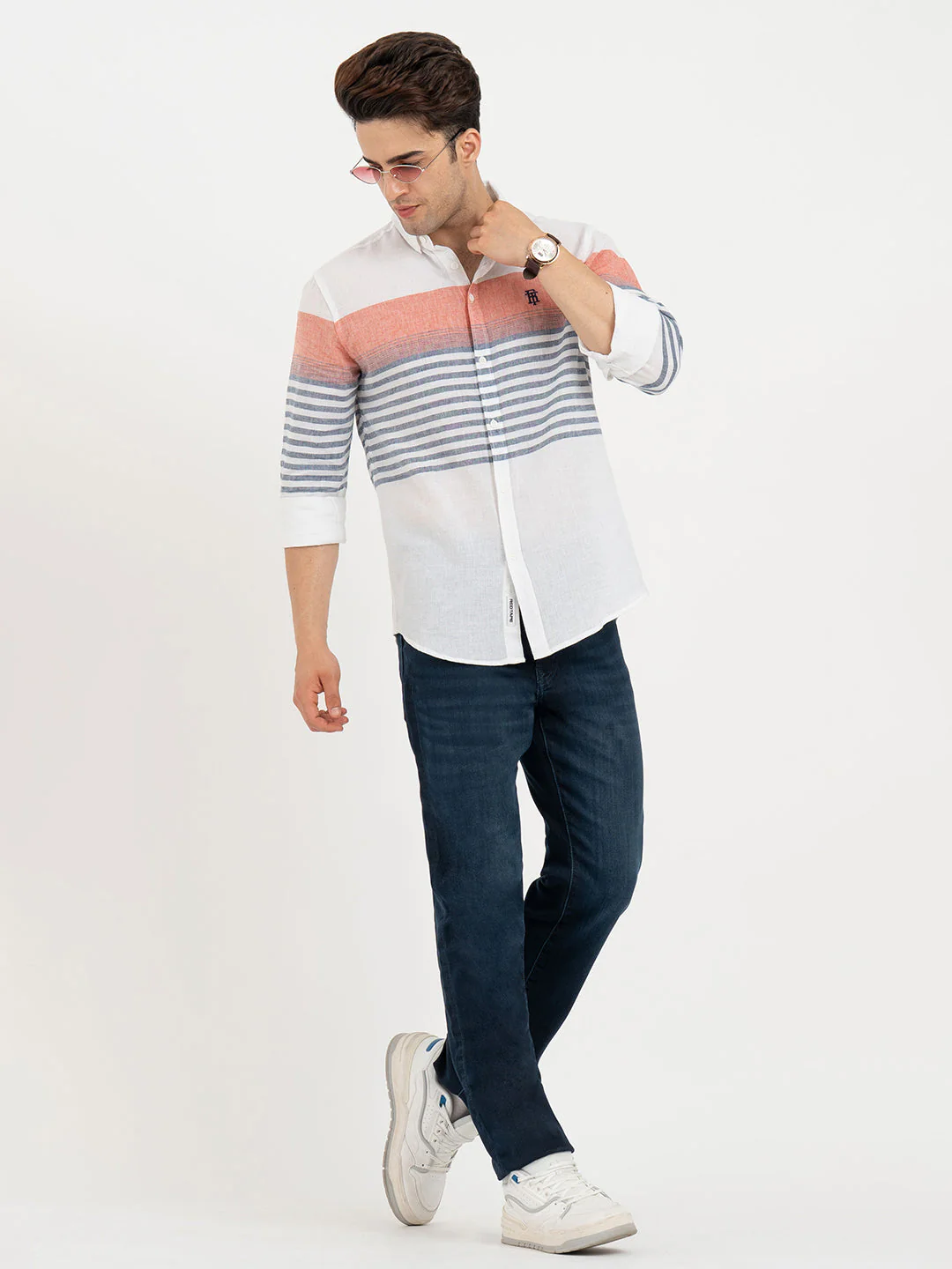 Shirts for Men in White | Striped Full Sleeve Shirt - Image 5