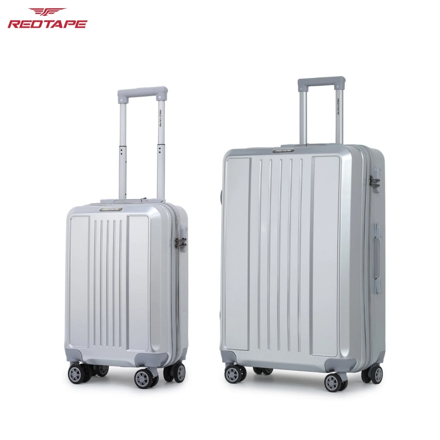 Silver 8 Wheels Trolley Bag Set of 2 (Large + Cabin) - Image 2