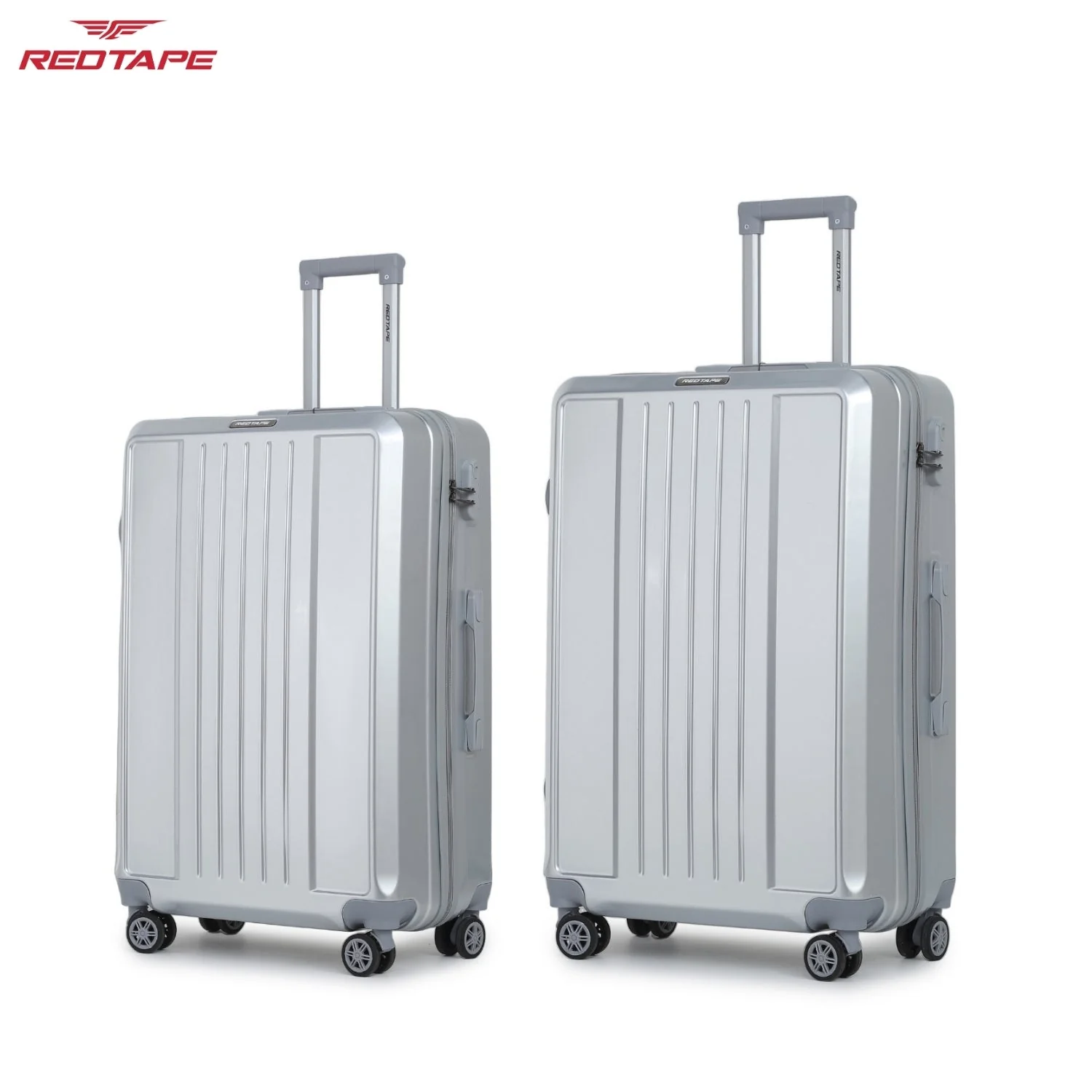 Silver 8 Wheels Trolley Bag Set of 2 (Large + Medium) - Image 2