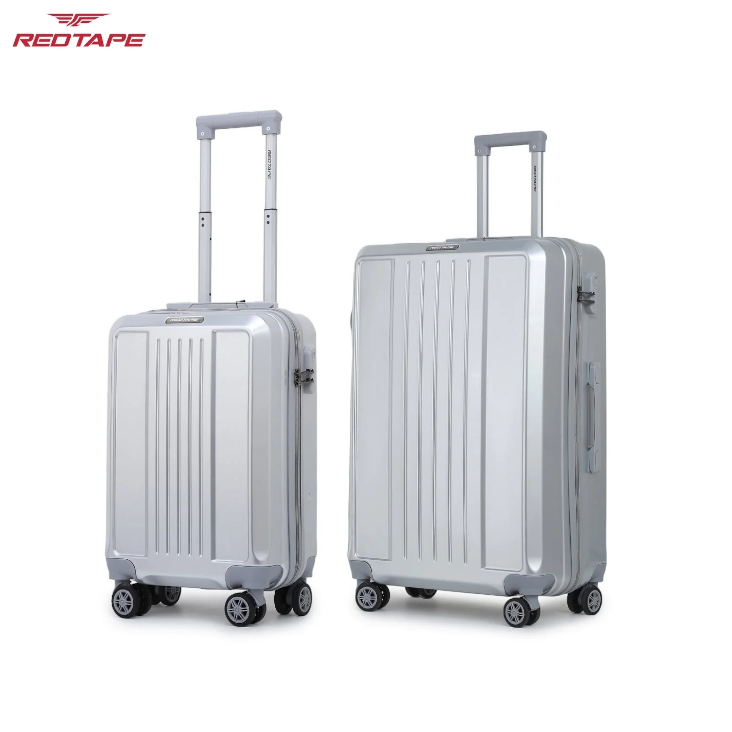 Silver 8 Wheels Trolley Bag Set of 2 (Medium + Cabin) - Image 2