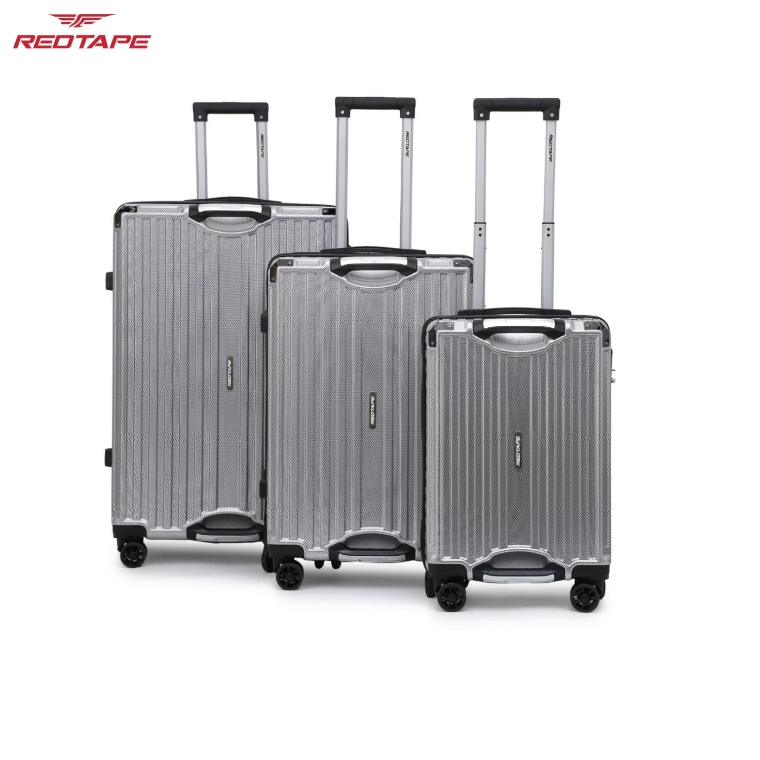 Silver 8 Wheels Trolley Bag Set of 3 (Large + Medium + Cabin) - Image 7