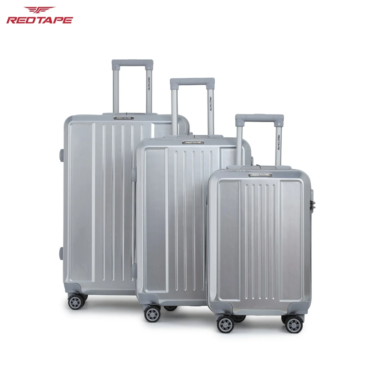 Silver 8 Wheels Trolley Bag Set of 3 (Large + Medium + Cabin) - Image 2