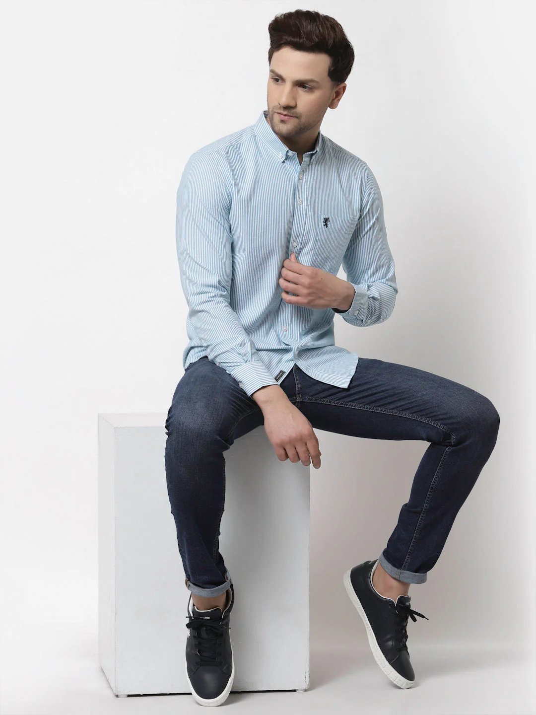 Smart Fit Striped Cotton Shirt for Men - Image 6