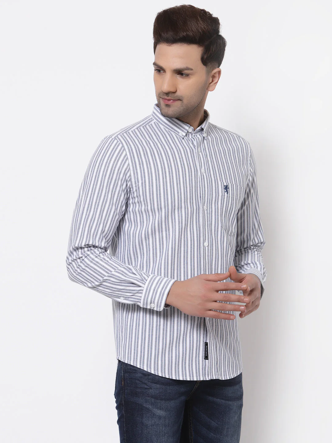 Smart Fit Striped Cotton Shirt for Men - Image 3