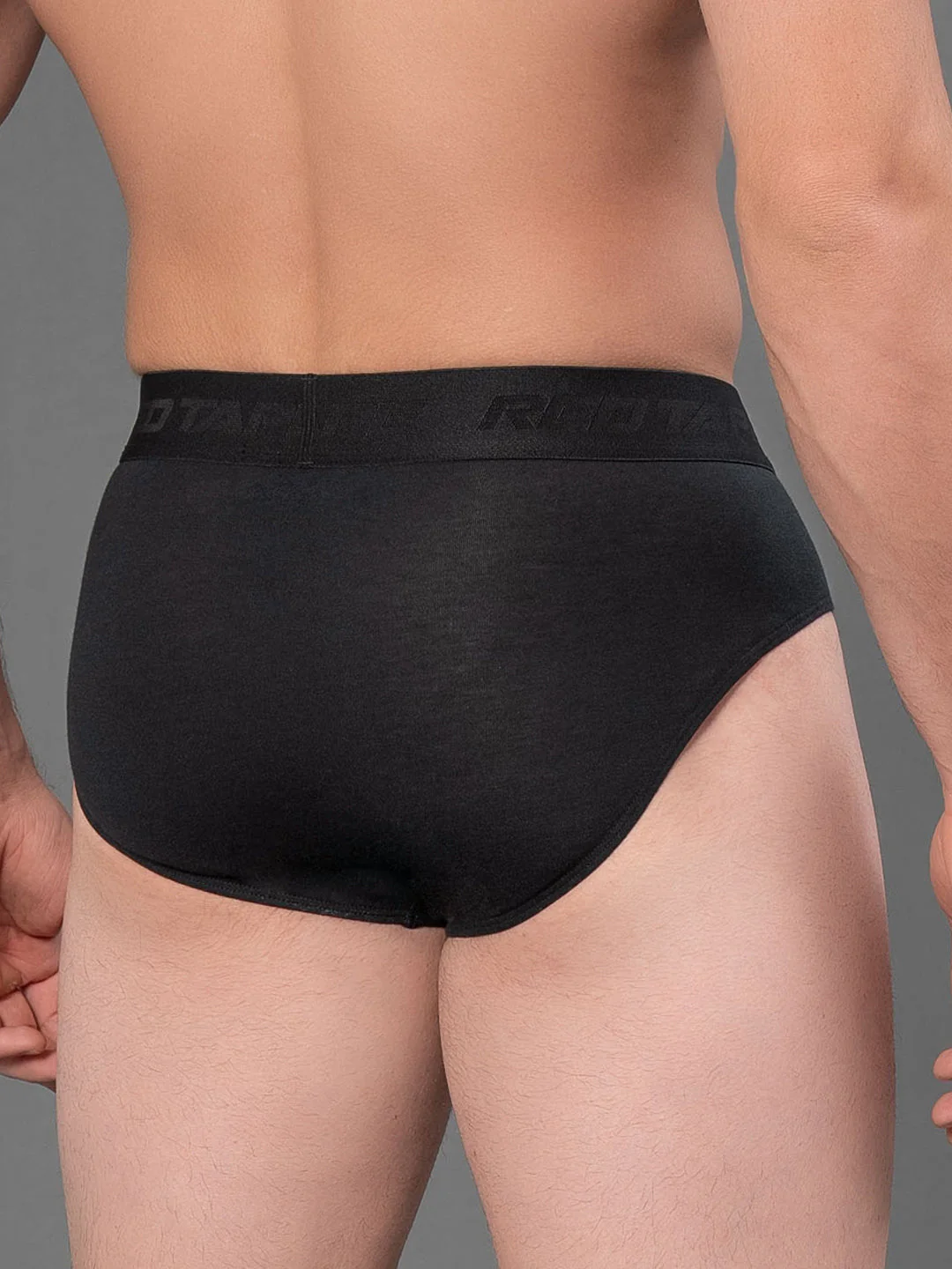 Solid Black V-Shape Brief for Men - Image 3