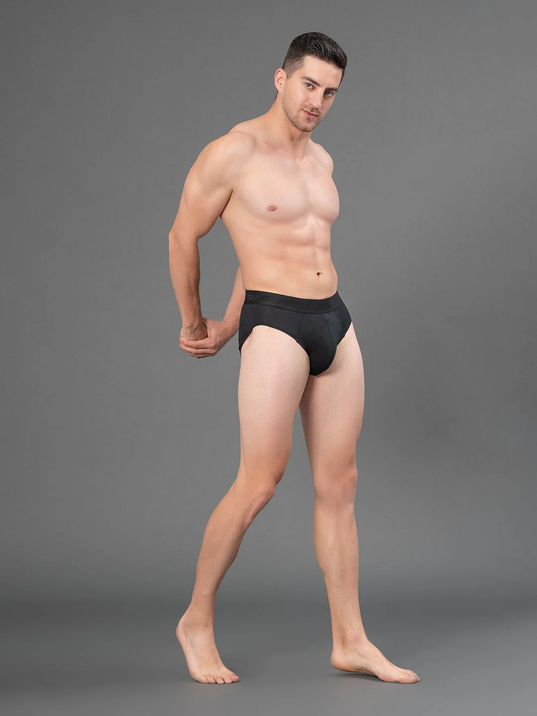 Solid Black V-Shape Brief for Men - Image 5