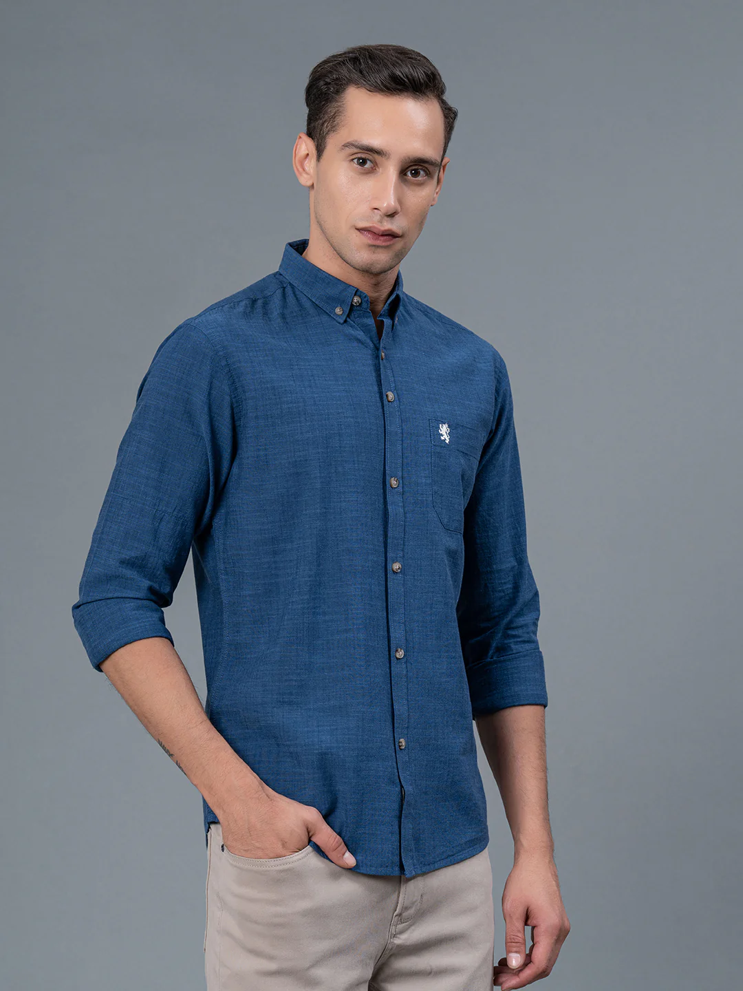 Solid Button Down Shirt for Men - Image 2