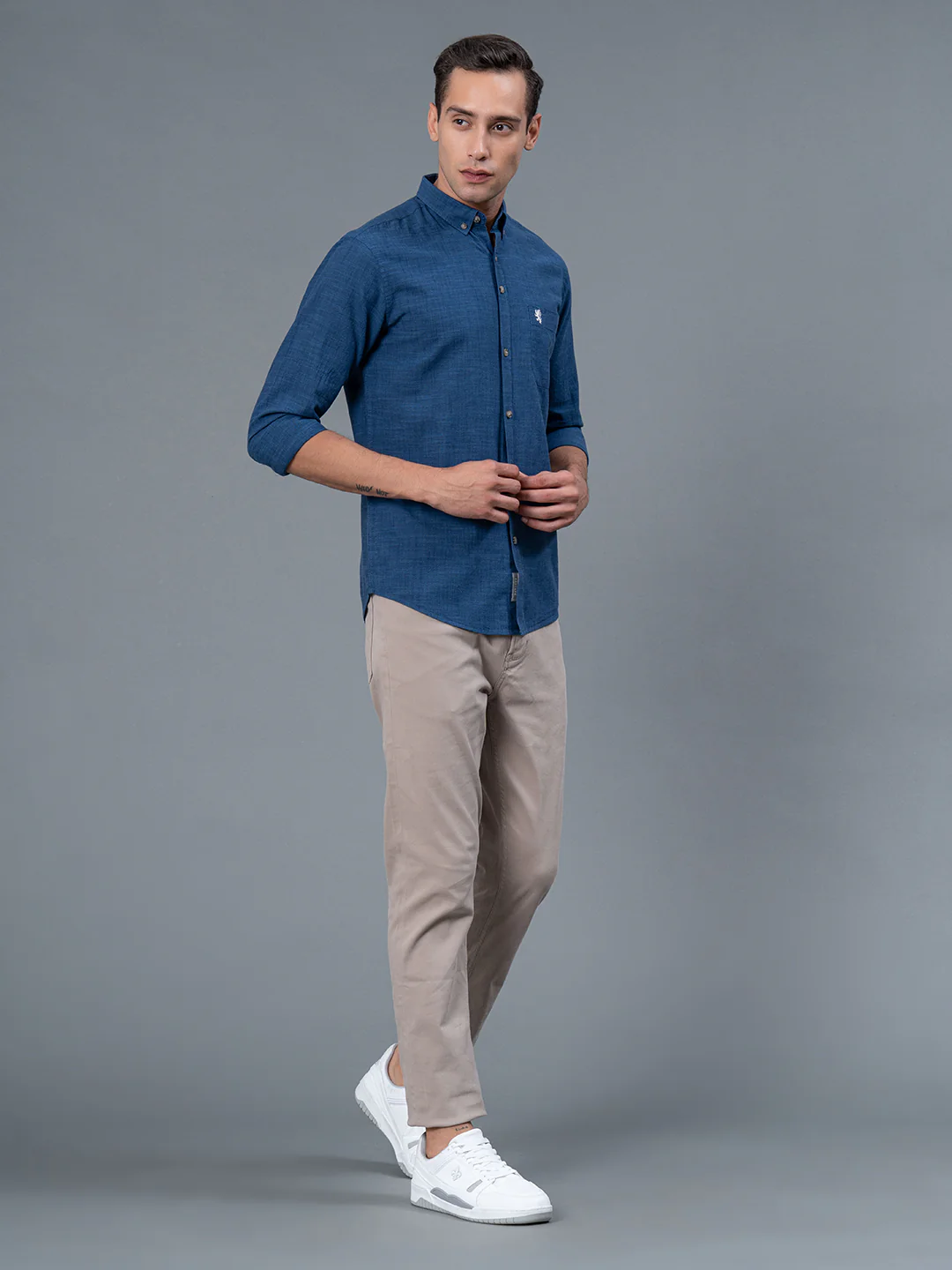 Solid Button Down Shirt for Men - Image 5