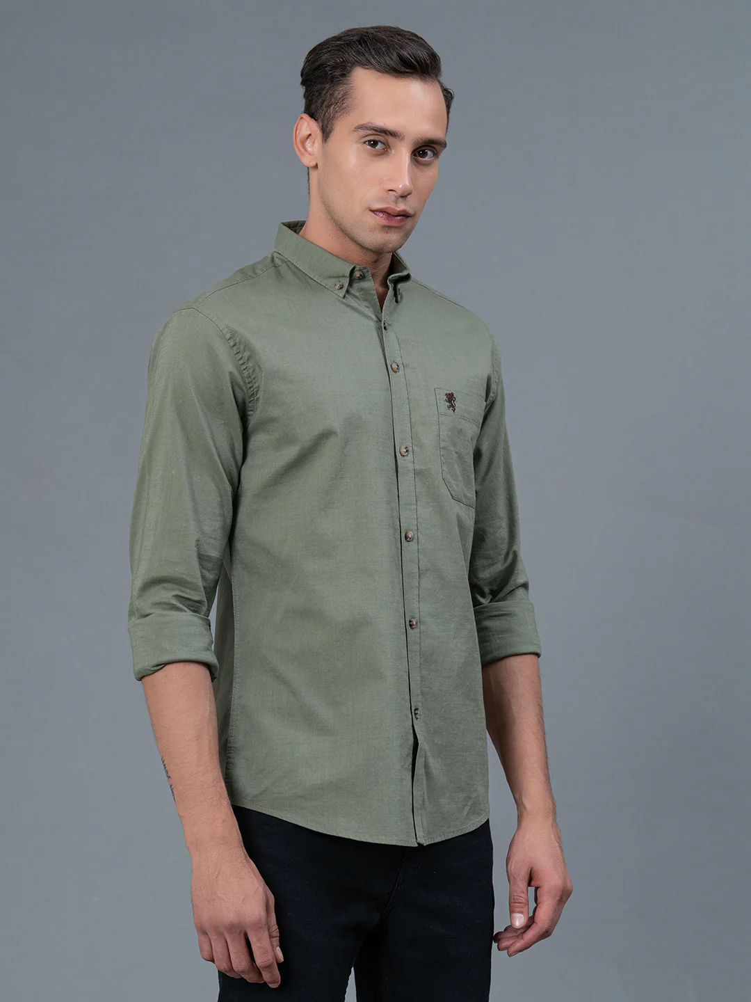 Solid Button Down Shirt for Men - Image 2