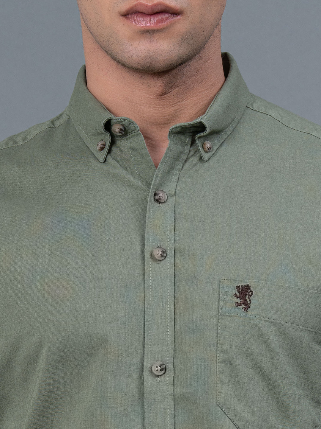 Solid Button Down Shirt for Men - Image 4